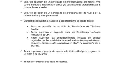 ACLARACIONES A LOS REQUISITOS DE LOS CURSOS DE FPE MANCOMUNIDAD