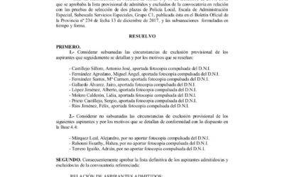 LISTA DEFINITIVAS PARA POLICÍA LOCAL