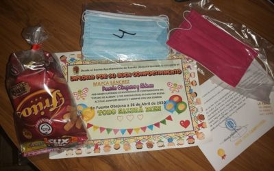 El regalo de las mascarillas infantiles y otros obsequios llenan de ilusión a l@s niñ@s mellarienses